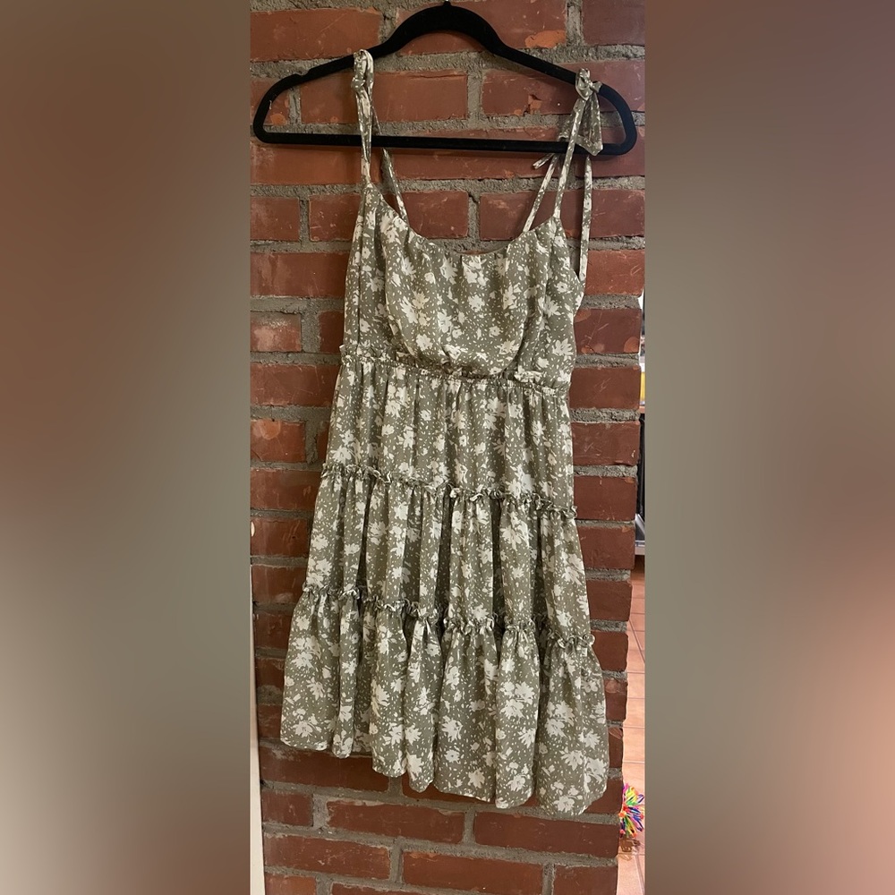 Blu Pepper Olive Green Patterned Dress